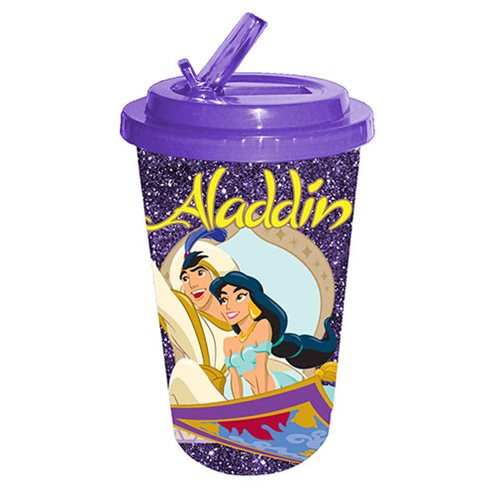 Aladdin and Jasmine Glitter 16 oz. Flip Straw Travel Cup